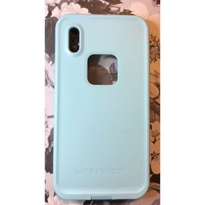 Lifeproof iPhone X case, Light Blue & Neon Pink